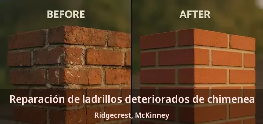 Reparación de ladrillos deteriorados de chimenea Ridgecrest, McKinney - TX