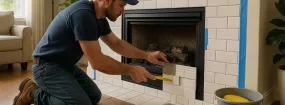 Repairing Cracked Fireplace Tiles Stratford Manor, McKinney